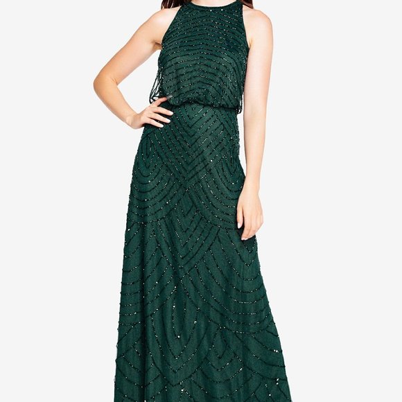 Adrianna Papell | Dresses | Art Deco Beaded Blouson Dress With Halter Neckline | Poshmark Adrianna Papell | Dresses | Art Deco Beaded Blouson Dress With Halter Neckline | Poshmark